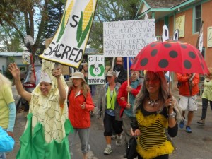 Marleny, Josie, Kate, and many more at March Against Monsanto in Taos, NM Spring 2014. Photo by Dariel Garner